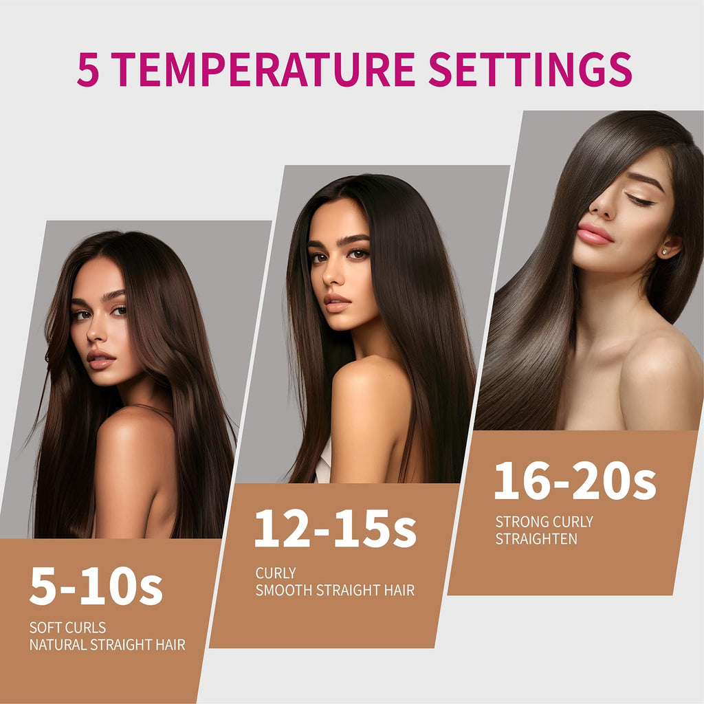 Hair Straightener Brush, 2 in 1 Straightening Brush for Women with 5 Temp Settings, 20s Fast Heating & Dual Voltage, Anti-Scald & Auto Shut Off, Great for Professional Salon at Home, Black