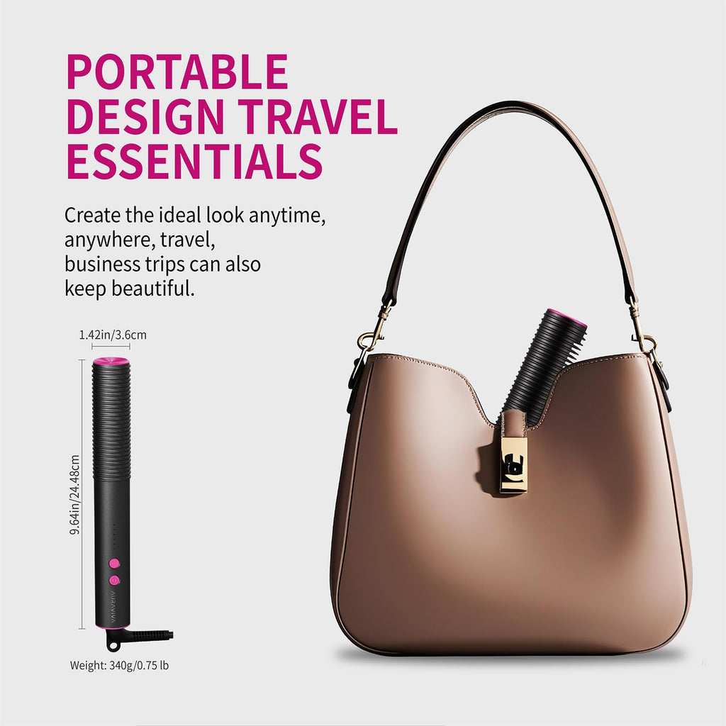 Hair Straightener Brush, 2 in 1 Straightening Brush for Women with 5 Temp Settings, 20s Fast Heating & Dual Voltage, Anti-Scald & Auto Shut Off, Great for Professional Salon at Home, Black